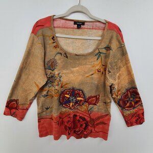 22.  Kaktus Women's Long Sleeve Pullover Top Multi Color Size 2X